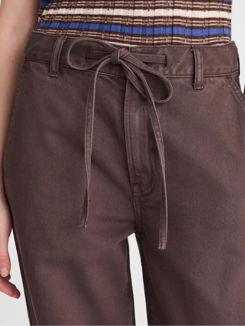 Madewell Ultimate Wide-Leg Pant in Airy Denim NWT Size 32 Dark Brown Tie Waist - Picture 3 of 12